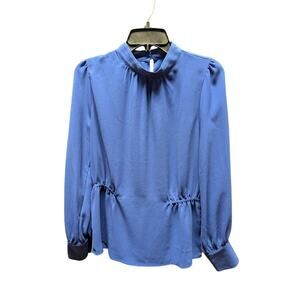 Halogen peasant Blouse Size Small Long sleeve mock neck fitted waist NEW career